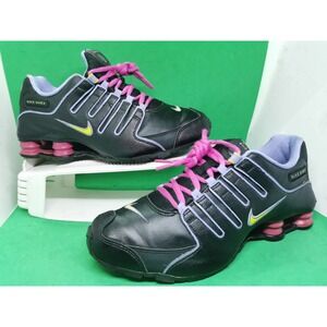 Nike Shox NZ Womens Size 8.5/ Youth 7Y Black Leather Purple Walking 415245-005